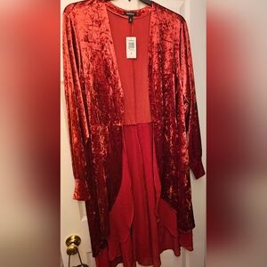 Torrid Rich Red Velvet Open Cardigan